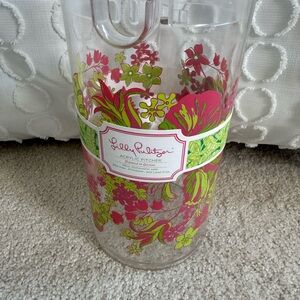 Lilly Pulitzer Luscious Acrylic Pitcher/glasses in Pink and Green Floral Design